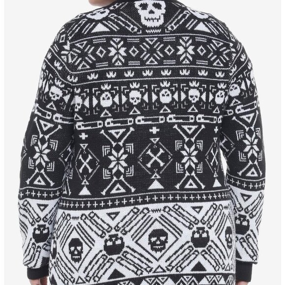 (Retired) Skulls Fair Isle Girls Open Cardigan Plus Size - Picture 1 of 5